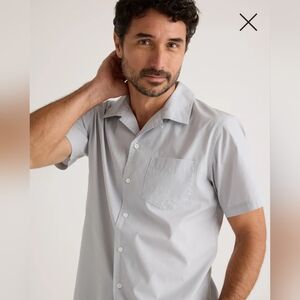 NWT Quince Organic Cotton Stretch Poplin Gray Short Sleeve Shirt! Sz. XXL (F53)